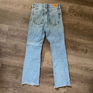 Zara | Crop Flare Jeans- High Waisted Mini Bootcut Flare Jeans in Medium Wash 0